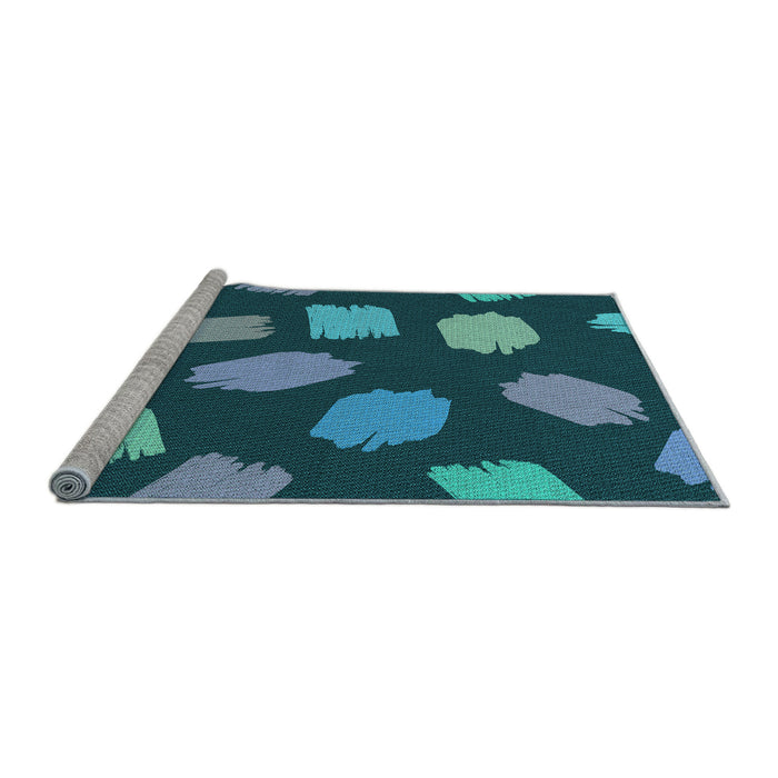 Sideview of Machine Washable Transitional Medium Teal Green Rug, wshpat1991lblu