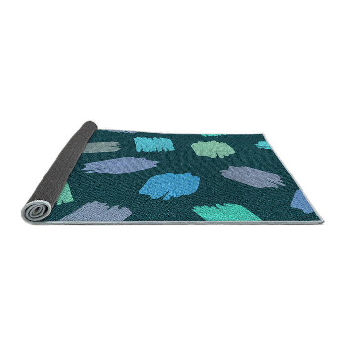 Thickness of Patterned Medium Teal Green Rug, pat1991lblu