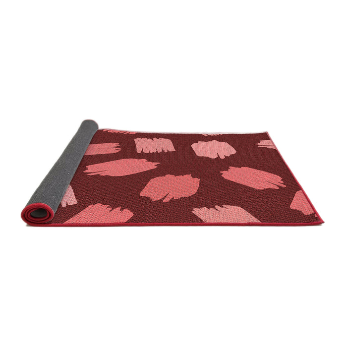 Thickness of Patterned Cranberry Red Rug, pat1991rd