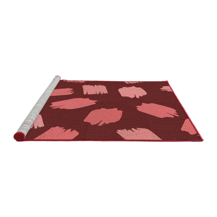 Sideview of Machine Washable Transitional Cranberry Red Rug, wshpat1991rd