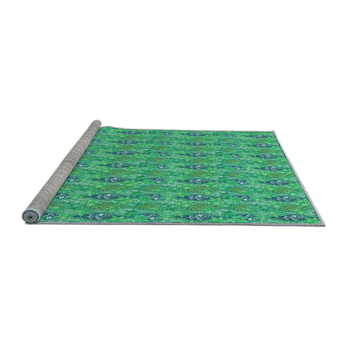 Sideview of Machine Washable Transitional Medium Spring Green Rug, wshpat1992lblu
