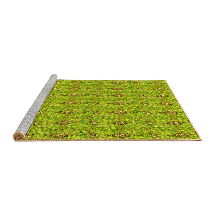 Sideview of Machine Washable Transitional Dark Yellow Green Rug, wshpat1992yw