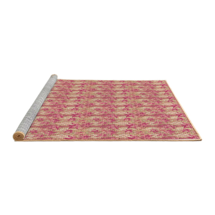 Sideview of Machine Washable Transitional Red Rug, wshpat1993brn