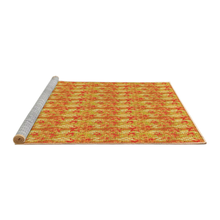 Sideview of Machine Washable Transitional Orange Red Orange Rug, wshpat1993yw