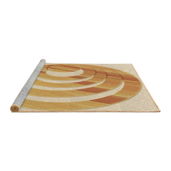 Sideview of Machine Washable Transitional Brown Gold Rug, wshpat1994brn