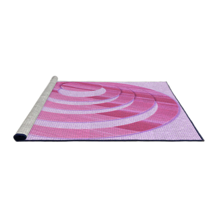 Sideview of Machine Washable Transitional Blossom Pink Rug, wshpat1994pur