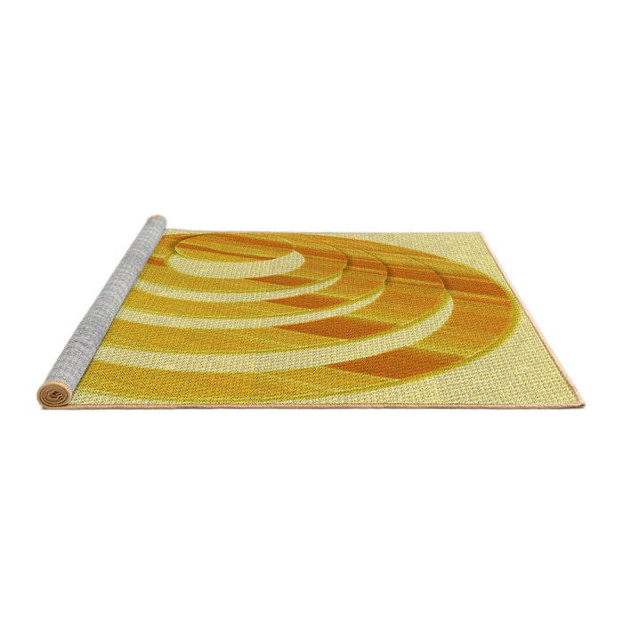 Sideview of Machine Washable Transitional Bold Yellow Rug, wshpat1994yw