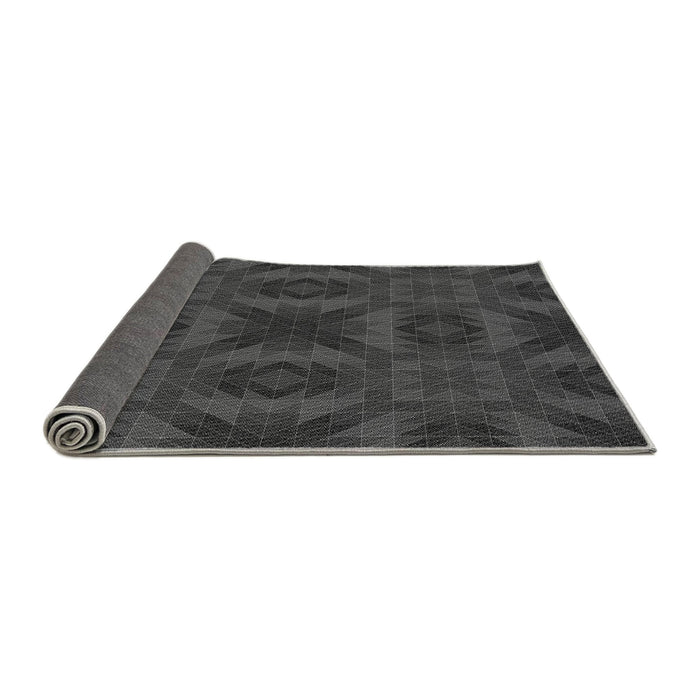 Thickness of Patterned Charcoal Black Rug, pat1995gry