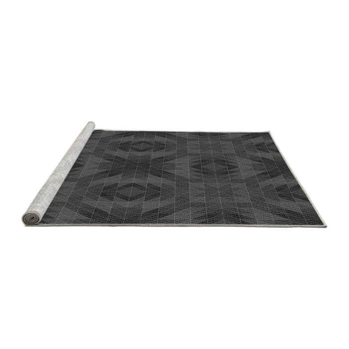 Sideview of Machine Washable Transitional Charcoal Black Rug, wshpat1995gry