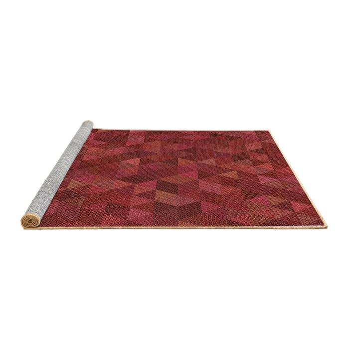Sideview of Machine Washable Transitional Red Rug, wshpat1996brn