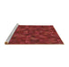 Sideview of Machine Washable Transitional Red Rug, wshpat1996brn