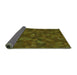 Thickness of Patterned Olive Green Rug, pat1996grn