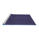 Sideview of Machine Washable Transitional Slate Blue Rug, wshpat1997blu