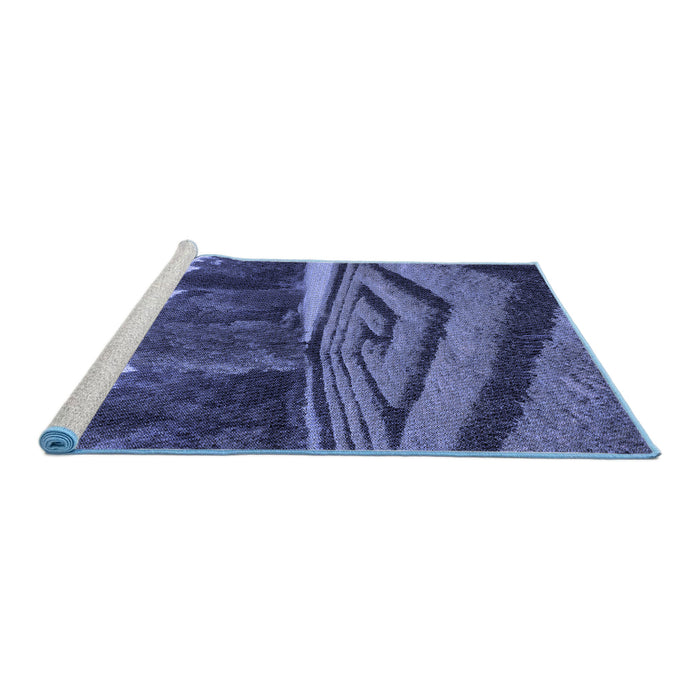 Sideview of Machine Washable Transitional Sky Blue Rug, wshpat1999blu