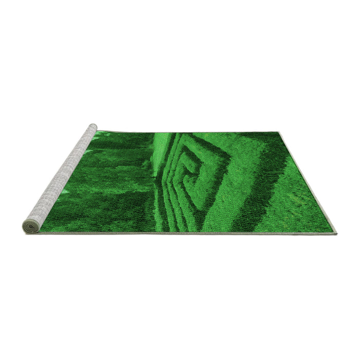 Sideview of Machine Washable Transitional Green Rug, wshpat1999grn