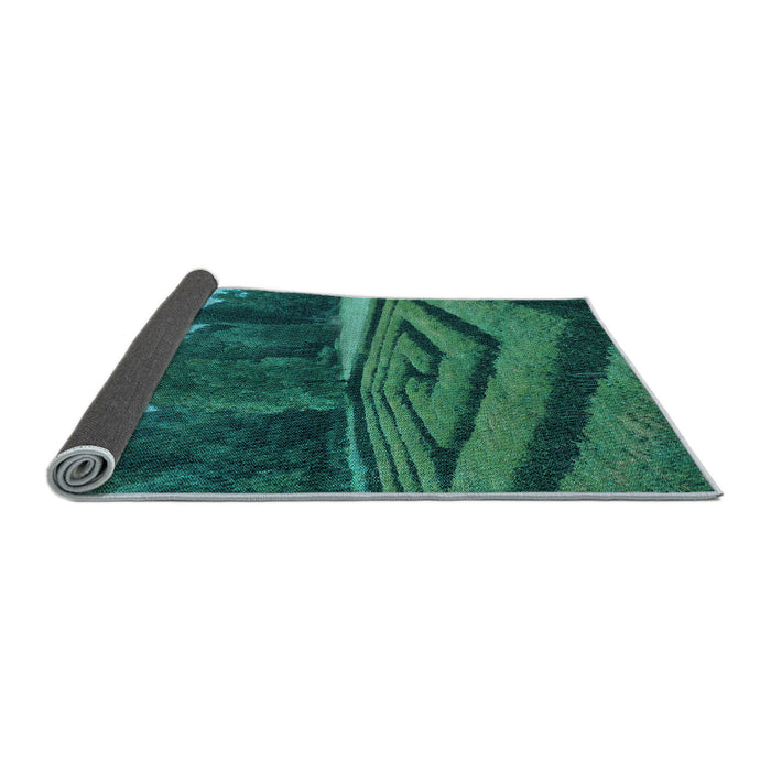Thickness of Patterned Dark Turquoise Green Rug, pat1999lblu