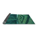 Thickness of Patterned Dark Turquoise Green Rug, pat1999lblu