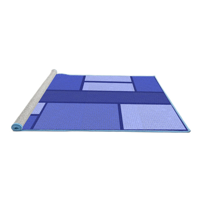 Sideview of Machine Washable Transitional Sky Blue Rug, wshpat2blu