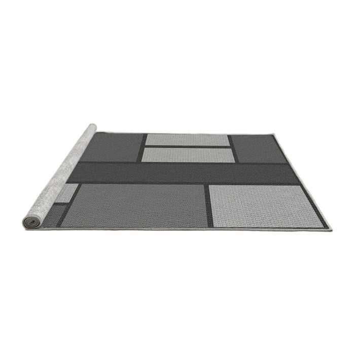 Sideview of Machine Washable Transitional Black Rug, wshpat2gry