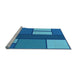 Sideview of Machine Washable Transitional Blue Rug, wshpat2lblu