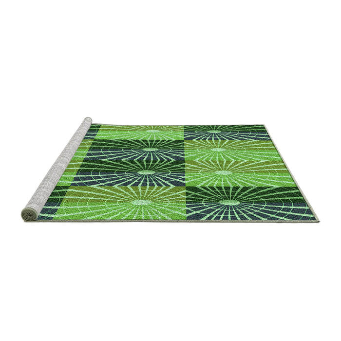 Sideview of Machine Washable Transitional Green Rug, wshpat20grn