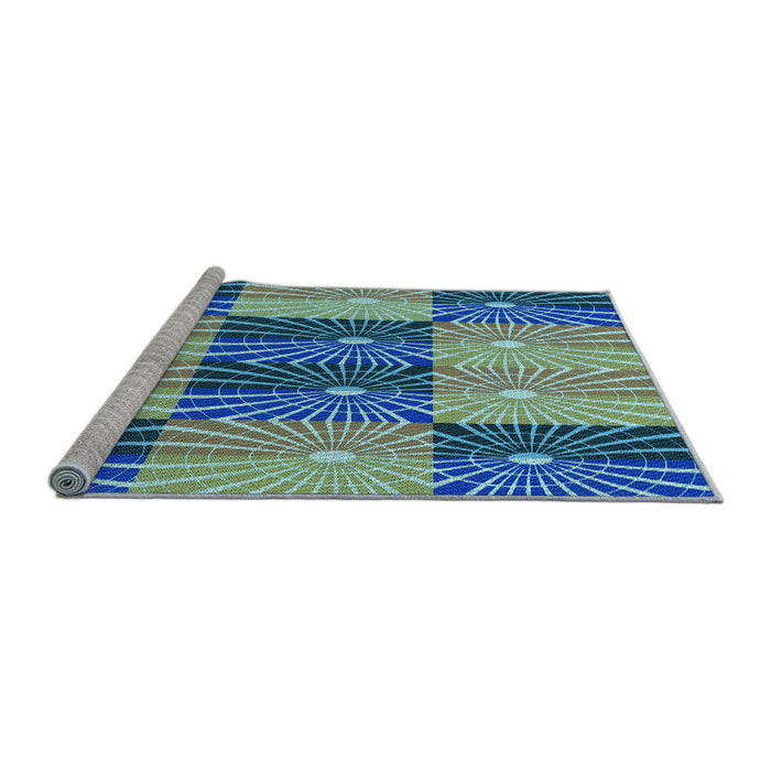 Sideview of Machine Washable Transitional Blue Rug, wshpat20lblu