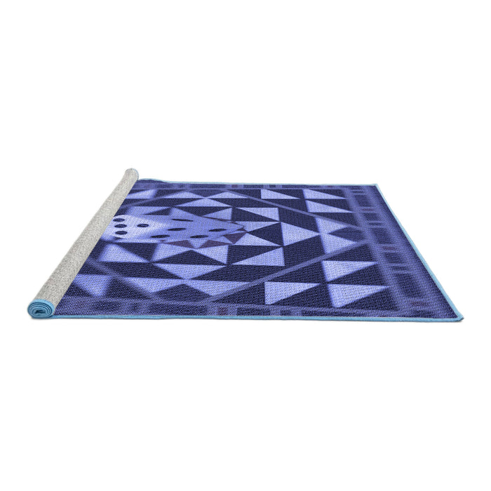 Sideview of Machine Washable Transitional Light Slate Blue Rug, wshpat2001blu