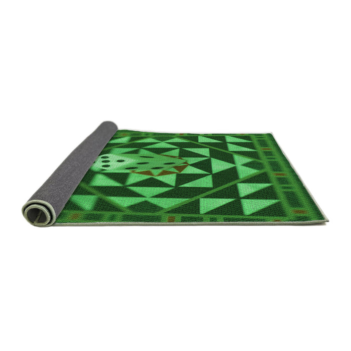Thickness of Patterned Deep Emerald Green Rug, pat2001grn