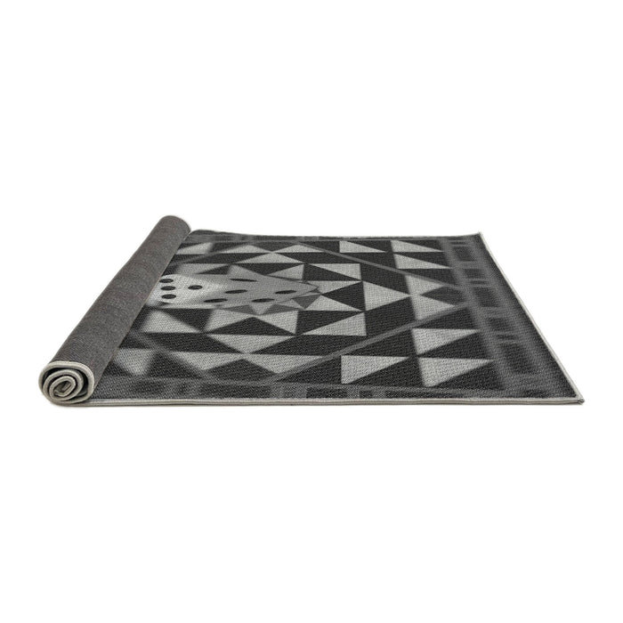 Thickness of Patterned Dark Gray Black Rug, pat2001gry