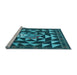 Sideview of Machine Washable Transitional Dark Turquoise Green Rug, wshpat2001lblu