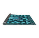 Thickness of Patterned Dark Turquoise Green Rug, pat2001lblu