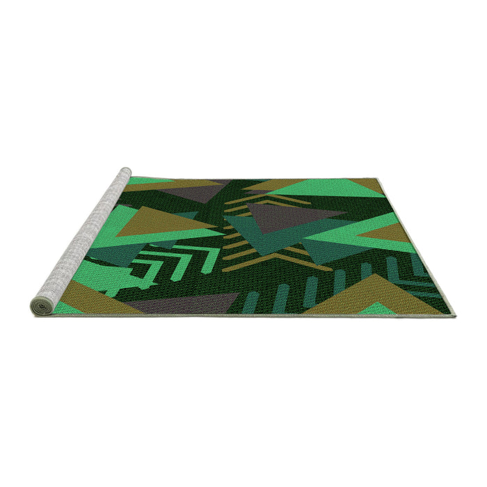 Sideview of Machine Washable Transitional Dark Forest Green Rug, wshpat2002grn
