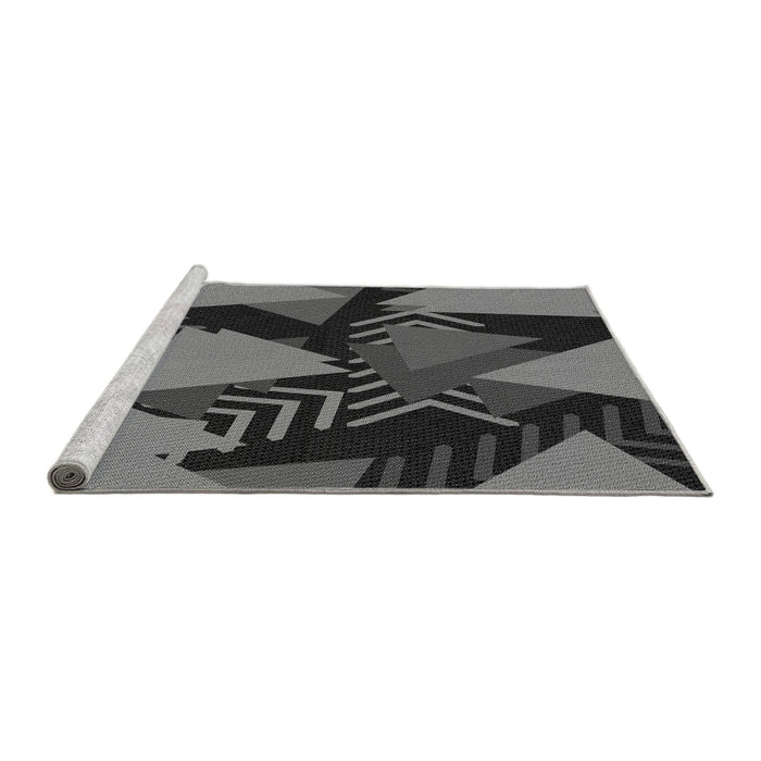 Sideview of Machine Washable Transitional Charcoal Black Rug, wshpat2002gry