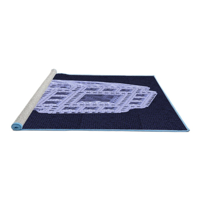Sideview of Machine Washable Transitional Light Purple Blue Rug, wshpat2003blu