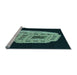 Sideview of Machine Washable Transitional Mint Green Rug, wshpat2003lblu