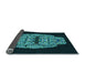 Thickness of Patterned Deep Teal Green Rug, pat2004lblu