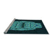 Sideview of Machine Washable Transitional Deep Teal Green Rug, wshpat2004lblu