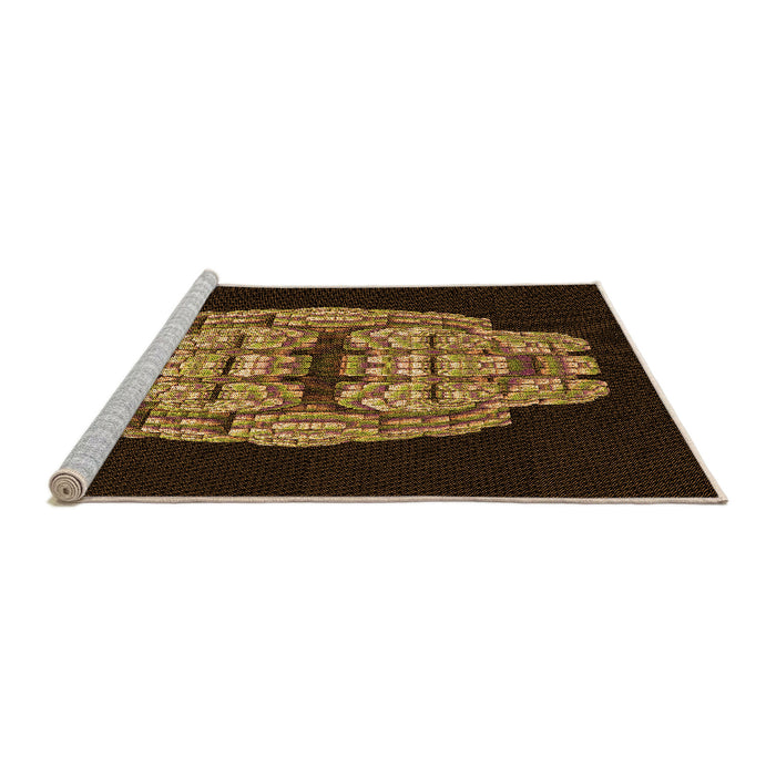 Sideview of Machine Washable Transitional Black Brown Rug, wshpat2004org