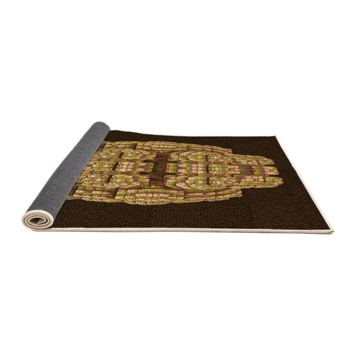 Thickness of Patterned Black Brown Rug, pat2004org