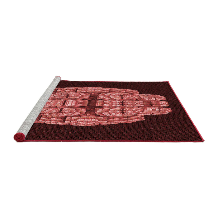 Sideview of Machine Washable Transitional Cherry Red Rug, wshpat2004rd