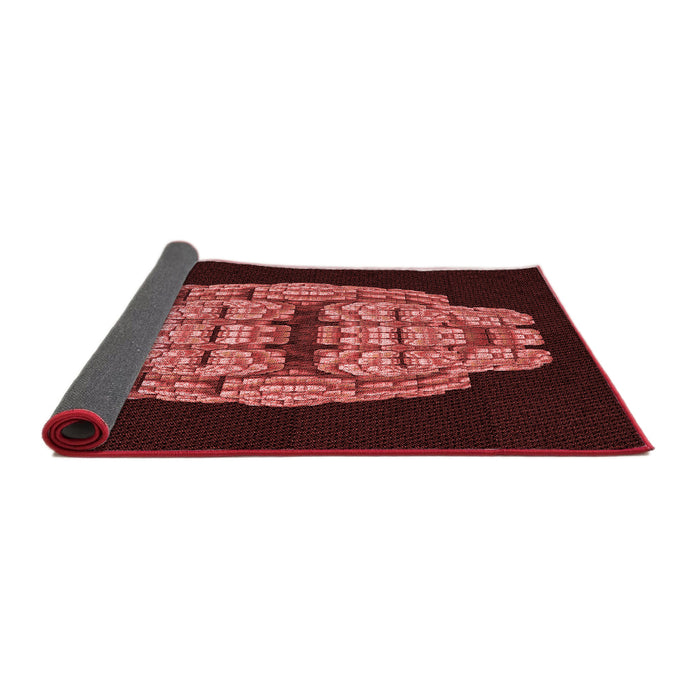 Thickness of Patterned Cherry Red Rug, pat2004rd