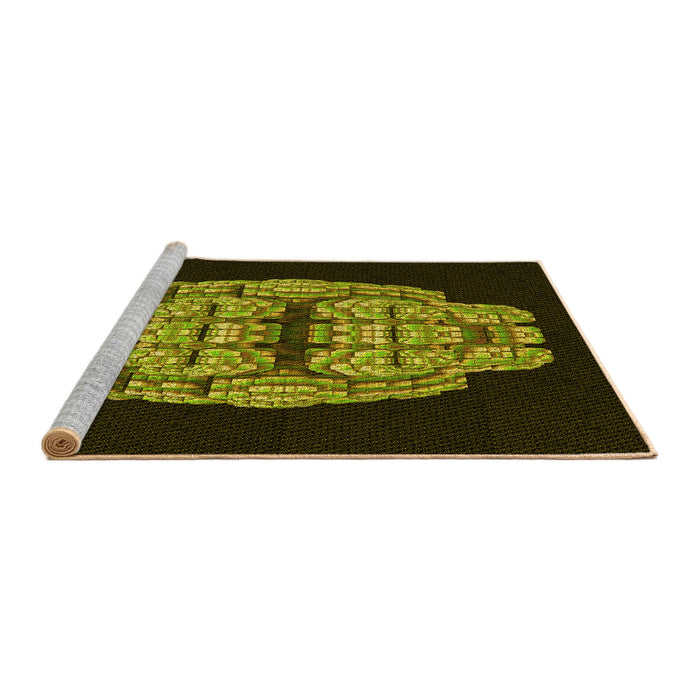Sideview of Machine Washable Transitional Dark Yellow Green Rug, wshpat2004yw