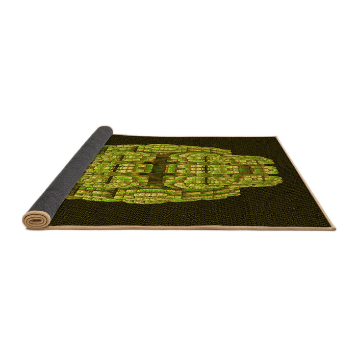 Thickness of Patterned Dark Yellow Green Rug, pat2004yw