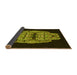 Thickness of Patterned Dark Yellow Green Rug, pat2004yw