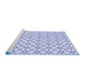 Sideview of Machine Washable Transitional Lavender Blue Rug, wshpat2005blu