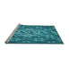 Sideview of Machine Washable Transitional Teal Green Rug, wshpat2007lblu