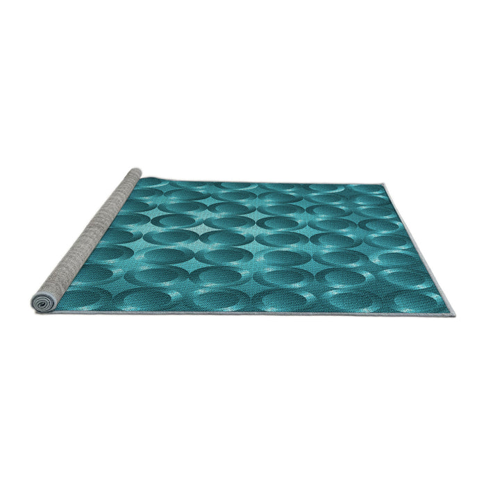 Sideview of Machine Washable Transitional Teal Green Rug, wshpat2008lblu