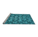 Sideview of Machine Washable Transitional Teal Green Rug, wshpat2008lblu