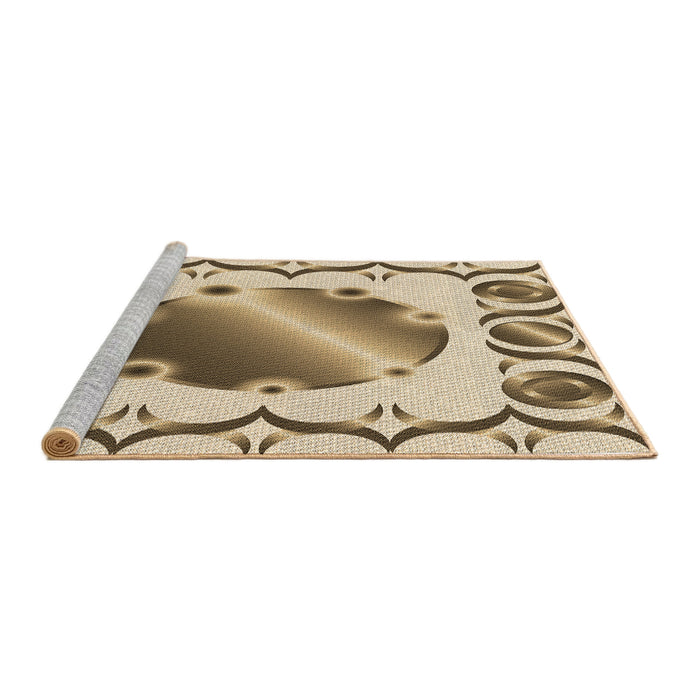 Sideview of Machine Washable Transitional Khaki Gold Rug, wshpat2009brn