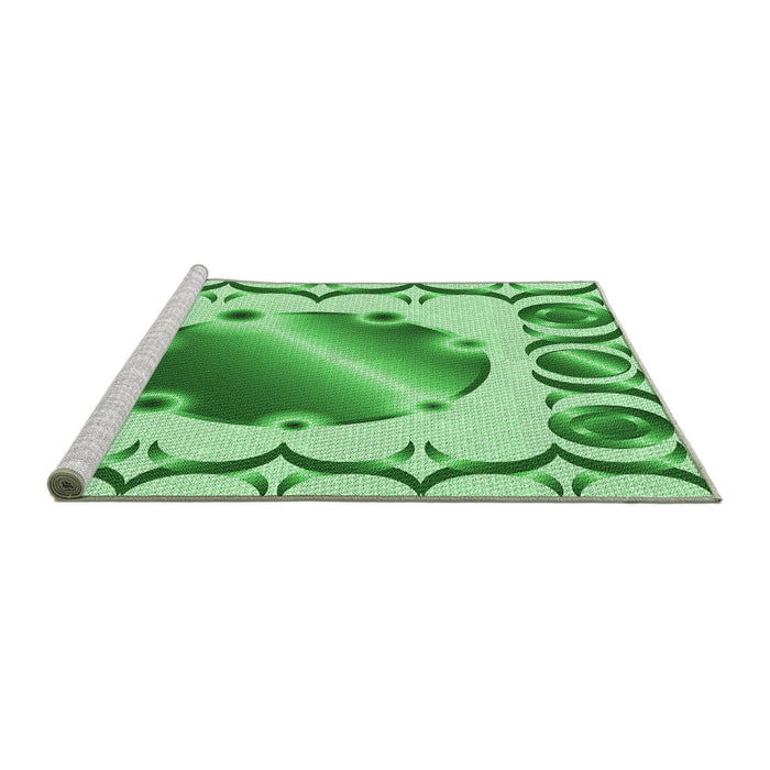 Sideview of Machine Washable Transitional Jade Green Rug, wshpat2009grn